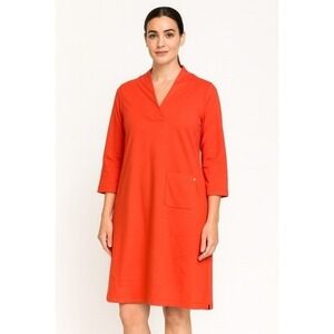 Tyler Boe Orange V Neck 3/4‎ Sleeve Shift Dress With Pocket Size L